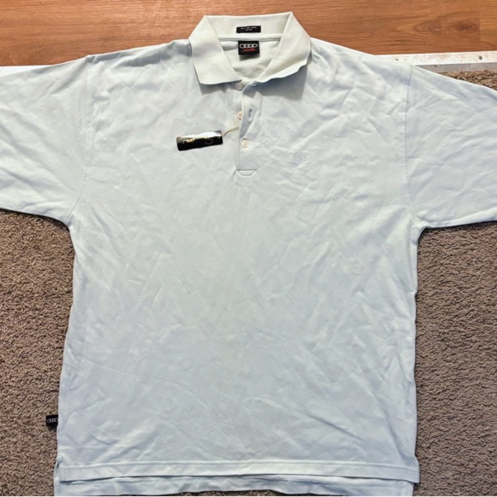 Audi NWT Mens XL Light Blue Polo Style T-Shirt Very High Quality Supima Fabric